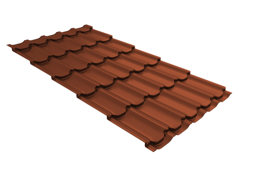 Металлочерепица квинта плюс 0,45 Drap TX RAL 8004 терракота