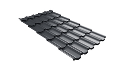 Металлочерепица  квинта плюс Grand Line c 3D резом 0,45 Drap RAL 7024 мокрый асфальт