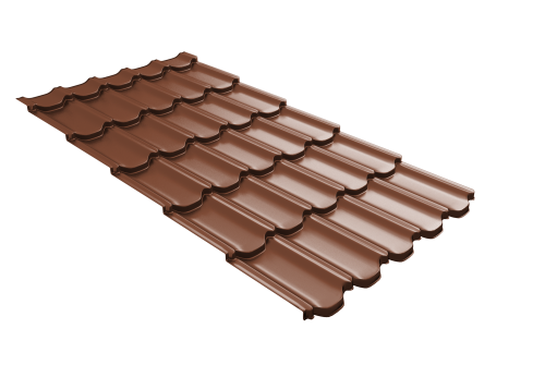 Металлочерепица  квинта плюс Grand Line c 3D резом 0,45 Drap TX RAL 8004 терракота