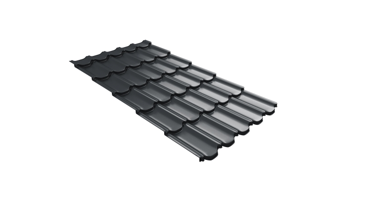 Металлочерепица  квинта плюс Grand Line c 3D резом 0,5 PurPro Matt 275 RAL 7016 антрацитово-серый