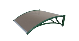 Козырек Krovent из поликарбоната 1500х930х280 бронзовый (зеленый кронштейн)