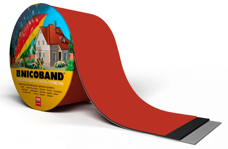 Лента герметизирующая Технониколь Nicoband самоклеящаяся 10мх7.5см, красная
